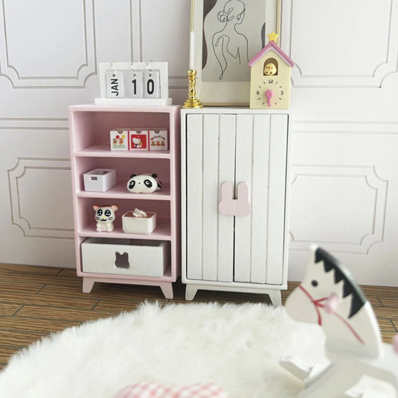 1:12 Dollhouse Miniature Wardrobe Storage Cabinet Multi-layer Lockers Model Furniture Decor Toy Doll House Accessories