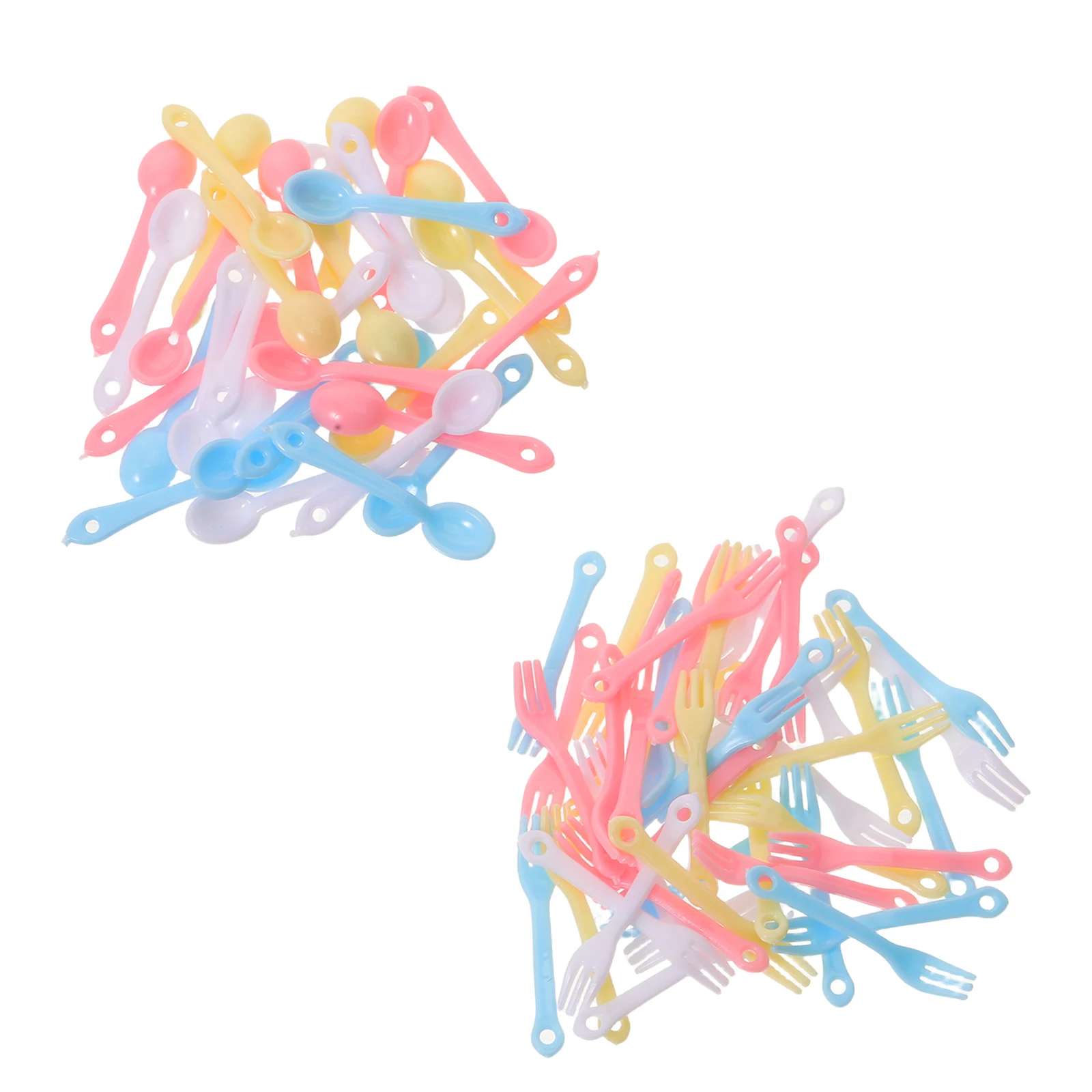 

40 Set House Mini Cutlery Tiny Tableware Accessories Miniature Kits Plastic Spoons Child