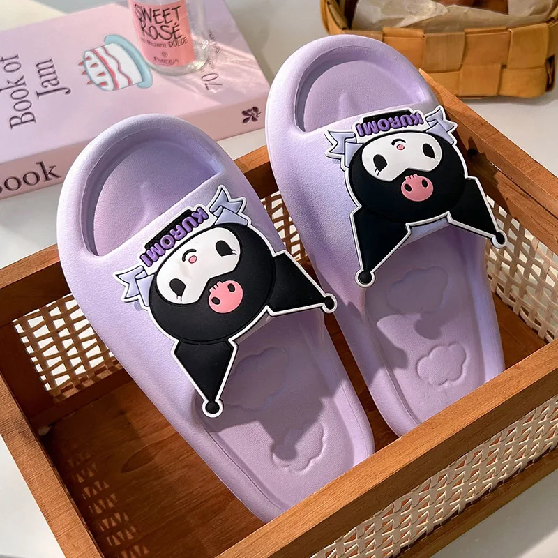 Soft EVA Sole Cartoon Cute Slippers Comfortable Thick Kuromi Melody Cinnamoroll Antislip Sweet Style image 2