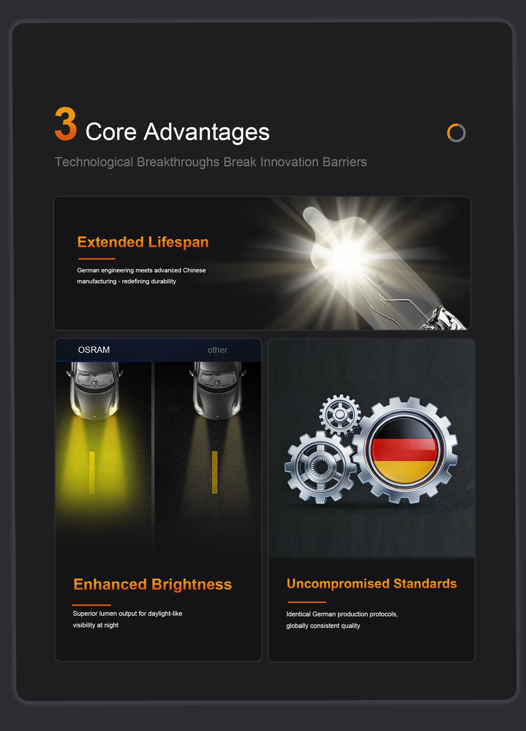 OSRAM H7 ORIGINAL HALOGENSCHEINWERFERLAMPE 64210L 12V 55W STANDARDLAMPE 3200K OEM-QUALITÄT LANGE LEBENSDAUER 2 STÜCK/VERPACKUNG – Detail 2