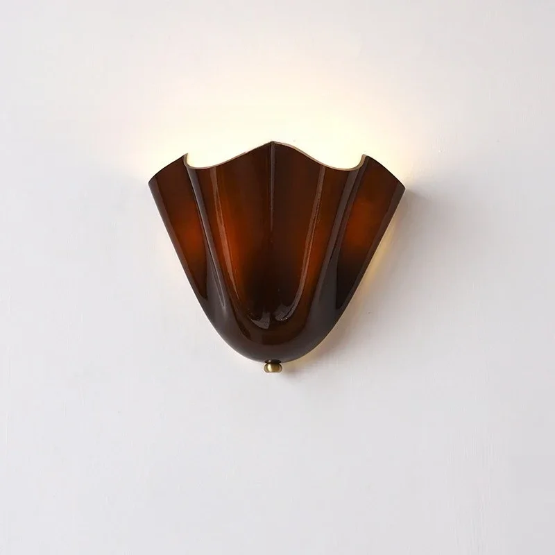 2026 American Vintage Minimalist LED Wall Lamp Shell Shaped Glass Light Home Room Decoration For Living Bar Corridor Lighting Fi