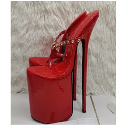 Red Diamond Slip On Peep Toe Sandals Platform Thin High Heel Fashionable Cool Sexy Western Summer Woman Shoes Zapatillas Mujer