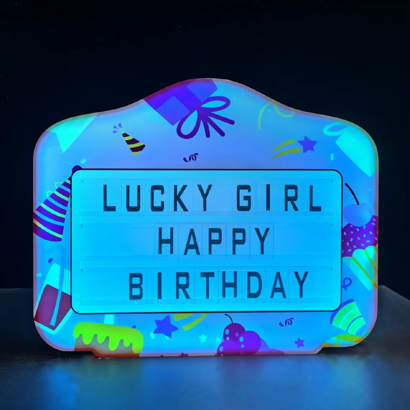 Letters Happy Birthday LED Marquee Message Sign Board VIP Service Champagne Bottle Presenter Neon Glorifier