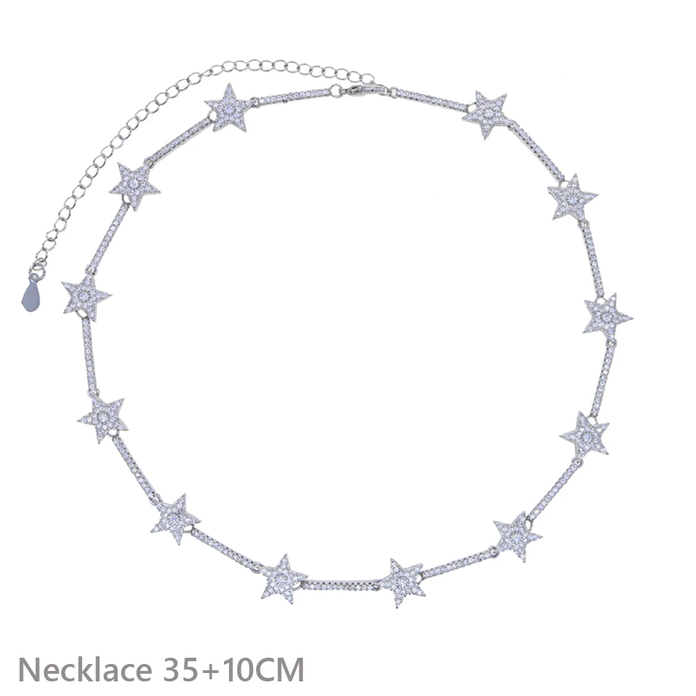 2025 Luxury Geometric Star Northstar Charm Tennis Chain Choker Necklace Full Micro Paved 5A Cubic Zirconia CZ Women Jewelry Gift