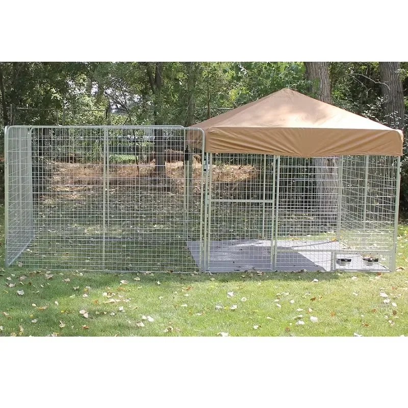 Factory Customizable Stainless Steel Pet Cage / Large Outdoor Welded Dog House / Backyard Dog Run Kennel With Roof for