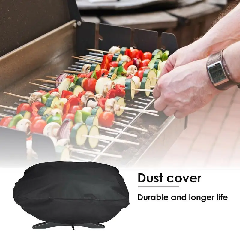 BBQ Grill Cover Rainproof Portable Grill Protector Dust Cover Durable Round Waterproof Anti Dust Outdoor Patio Barbecue Canvas