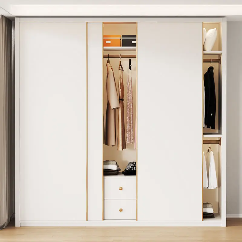 

Ouyang Board Sliding Door Wardrobe Household Bedroom Cream Wind Small Apartment Sliding Door