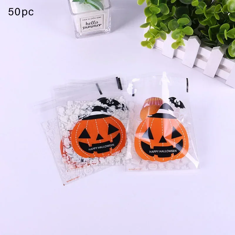 30pc Halloween Gift Bags OPP Biscuit Candy Packaging Bag Ghost Festival Party Gift Snack Ziplock Bag Happy Helloween Party Decor