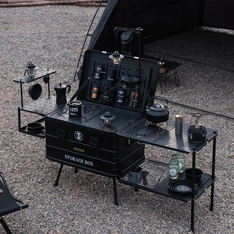 Lightweight Aluminum Alloy Coffee Boxes Portable Large Capacity Coffee Boxes Multi-functional Camping Box Equipment Accessory