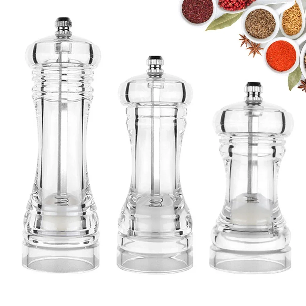 4/5/6/8inch Pepper Grinder Acrylic Salt Pepper Shakers Adjustable Coarseness By Ceramic Rotor Kitchen Accessories Cooking Tools