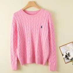 New Korean Small Twist Pullover Sweater for Women Autumn-winter Loose Solid Color Retro Long-sleeved Crew-neck Fashion Sweater