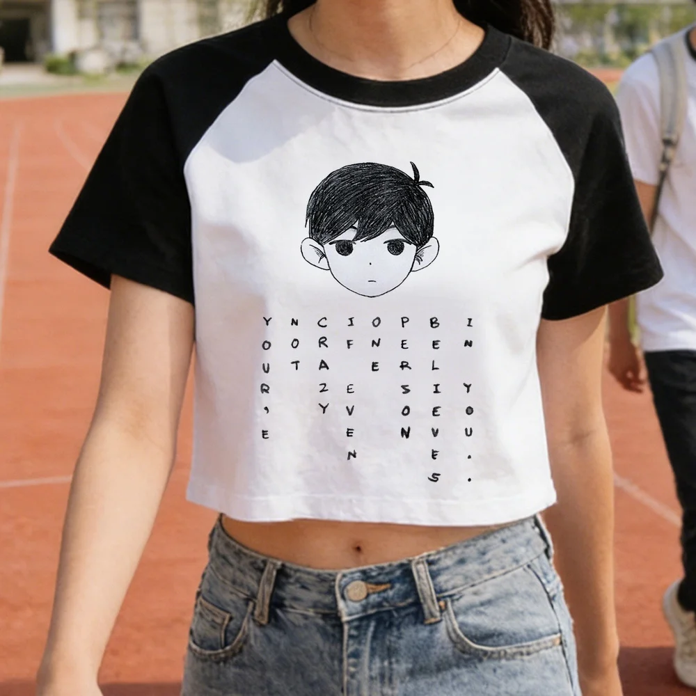 Omori cropped top shoujo grunge 2000s summer top tees clearance sales goth cute