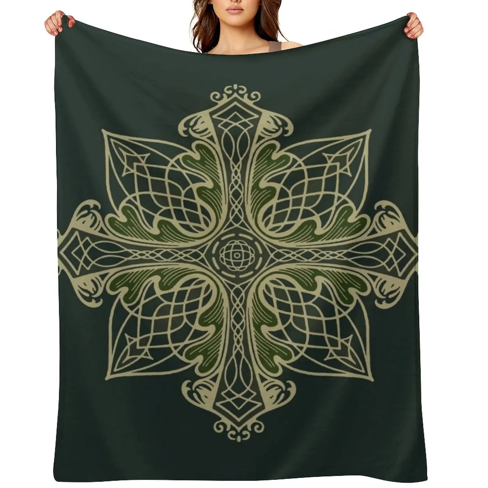 

Celtic Oak Cross Throw Blanket warm winter Picnic Single Retros Blankets