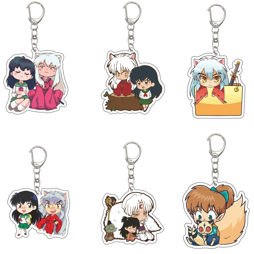 55MM Anime Inuyasha ‌   Schlüsselanhänger Rin Inuyasha Kirara Sango Sesshoumaru Higurashi Kikyō Kagome Acryl-Schlüsselanhänger Weihnachtsgeschenke