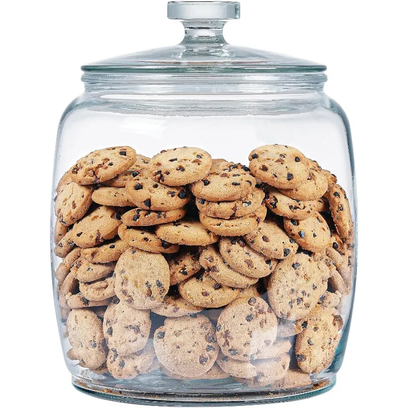 2.5 Gallon Glass Jars with Lids, Large Cookie Jars with Wide Opening, 1 Pack Glass Storage Jars with Lids for Kitchen