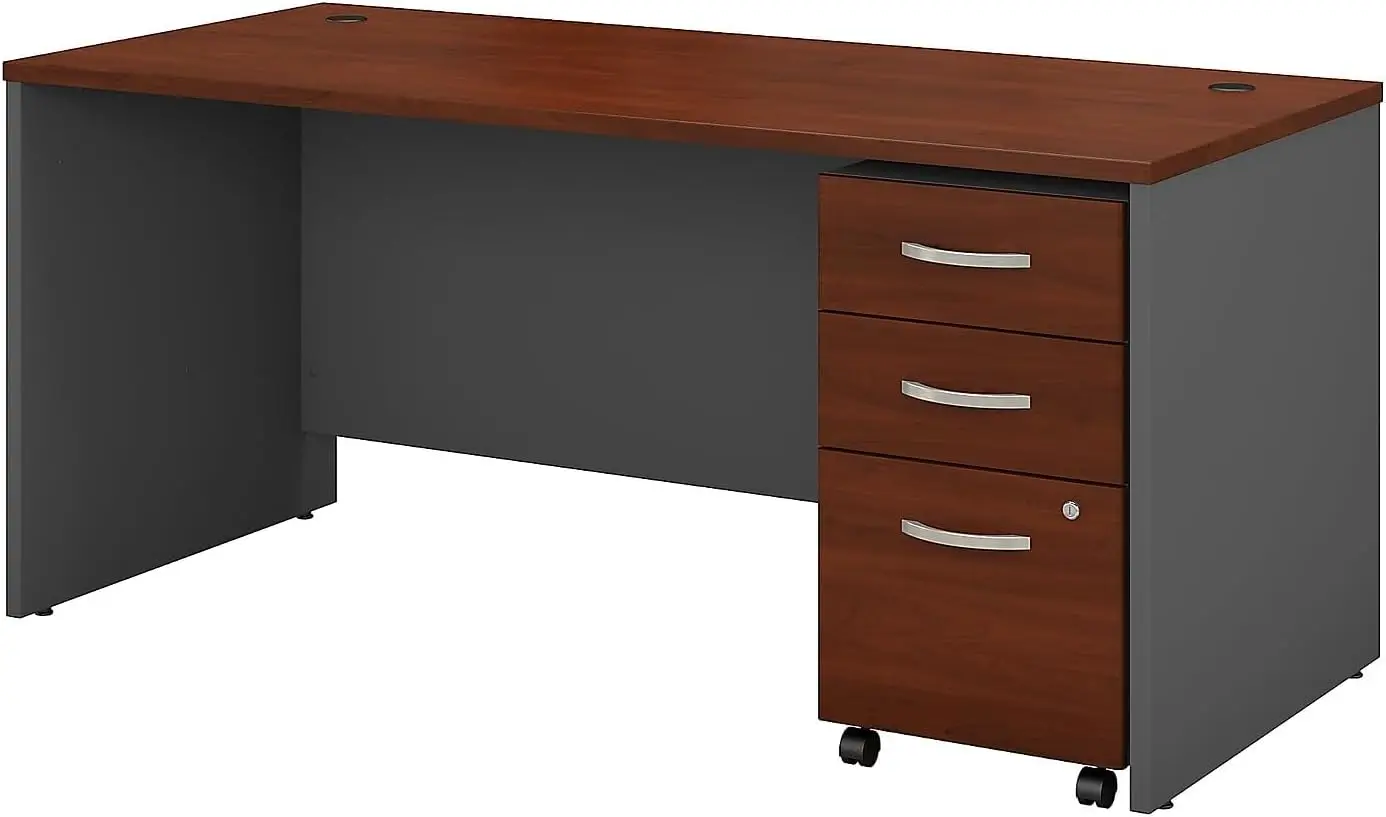 Series C 66W x 30D Office Desk with Mobile File Cabinet in Hansen Cherry