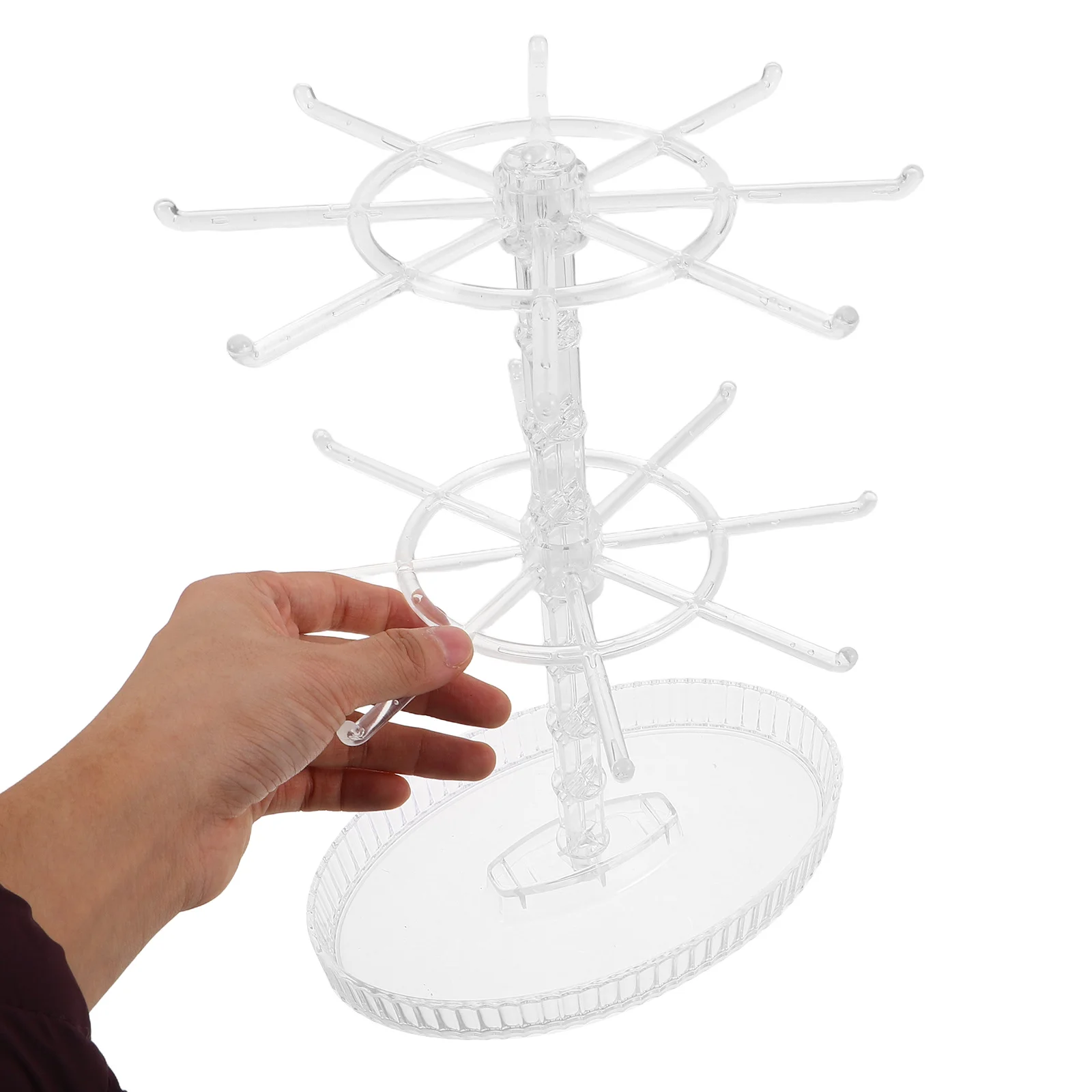 

2 Tier Jewelry Tree Stand Rotating Display Organizer for Necklaces Bracelets Rings Earrings Keychains Dressing Table Counter