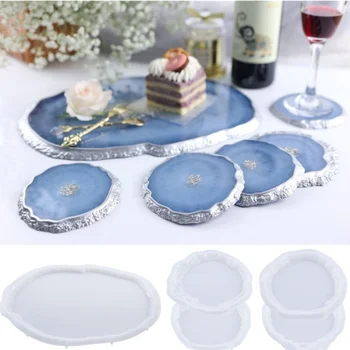 Noble Tray Coaster Crystal Drip Hars Schimmel DIY Onregelmatige Spiegel Siliconen Mal Woondecoratie Opslag