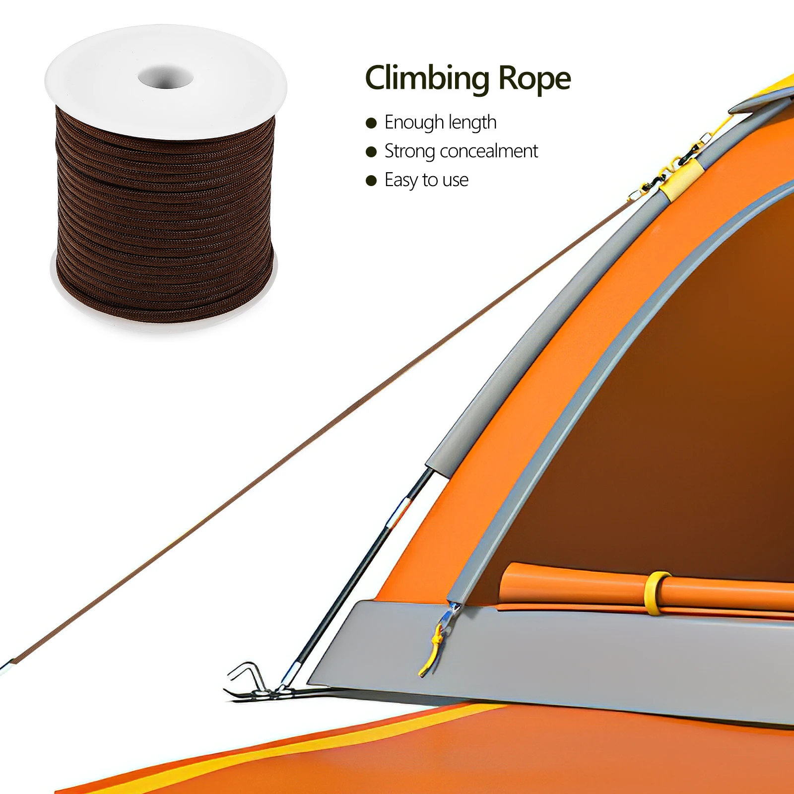 

2 Rolls Coffee 50m 4mm Beige Camping Ropes Durable Polypropylene Fiber Multi purpose Outdoor Tent Cords Hiking Fishing