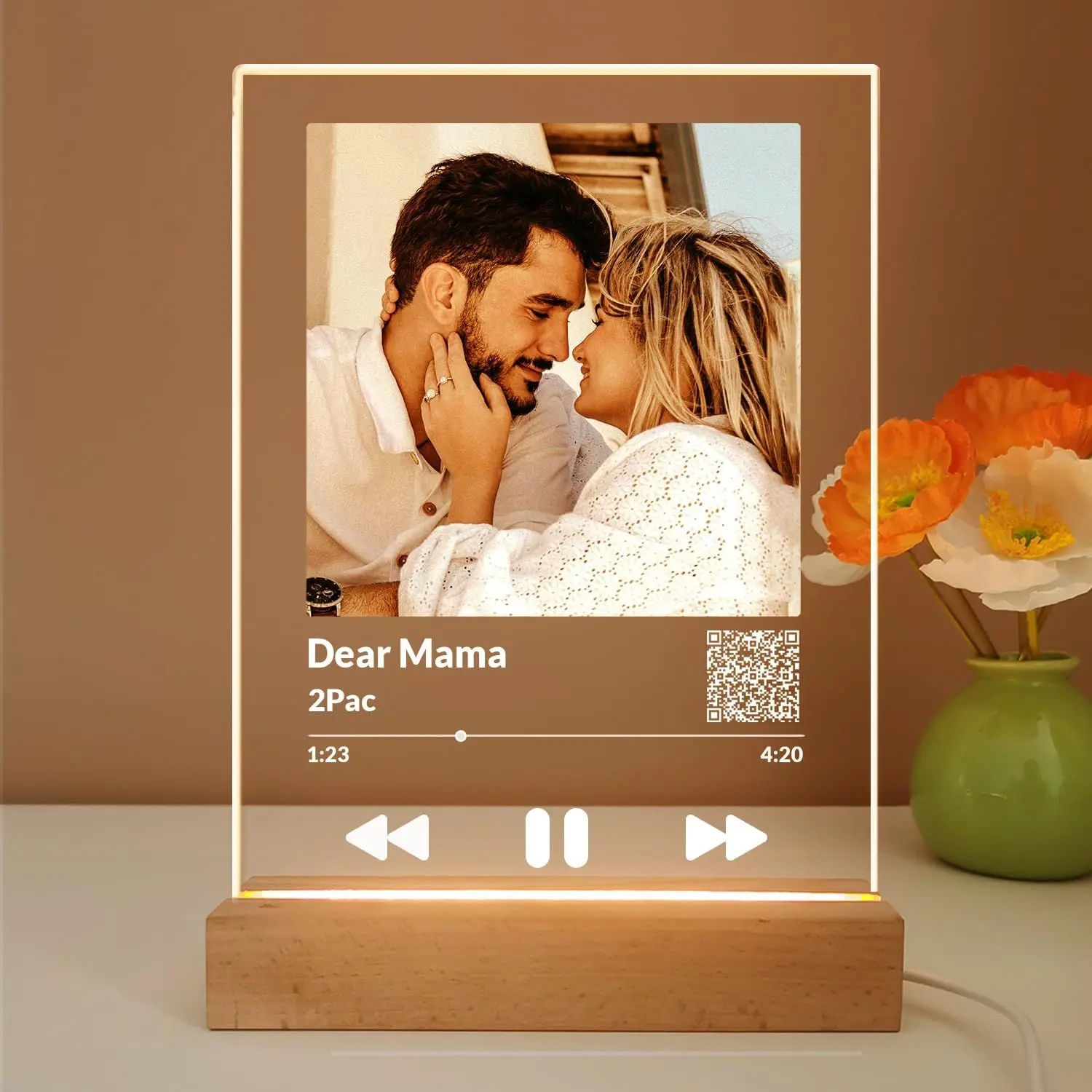 Personalized Scannable Spotify Photo Plaque LED Night Light Gift for Her Him Custom Photo Spotify Room Decoration Couples gifts