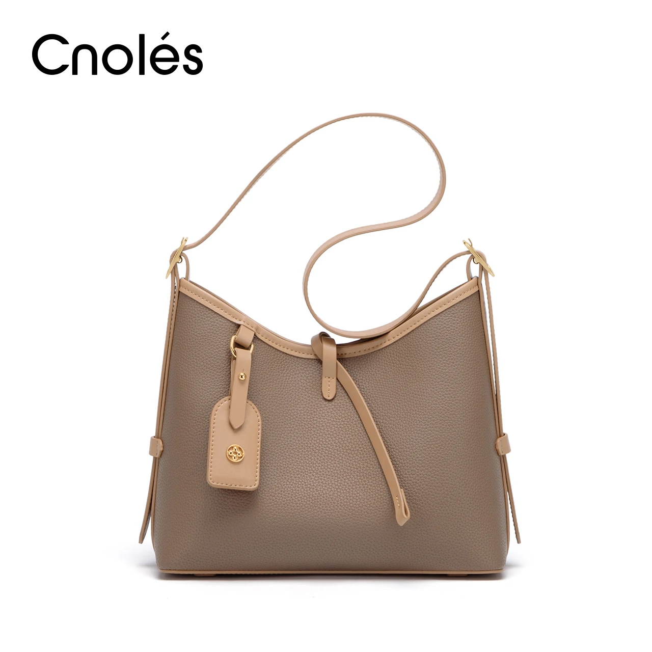 

Cnoles Women Stylish Minimalist Bucket Bag Retro Shoulder Bag Handbag Purse Female Brand Fashion Khaki Grey Crossbody Bags