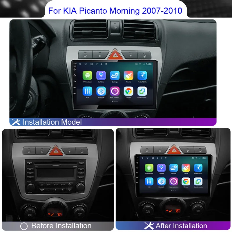 Roadwise 8+256 Android Car Radio For KIA Picanto Morning 2010 2011 2012 2013 Multimedia Carplay 4G Wifi GPS DVD 2 DIN Autoradio