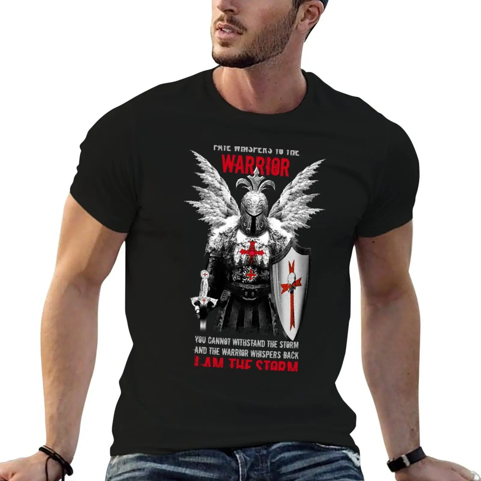 Knights Templar Warrior T-Shirt Large Size Short Sleeve T-Shirt