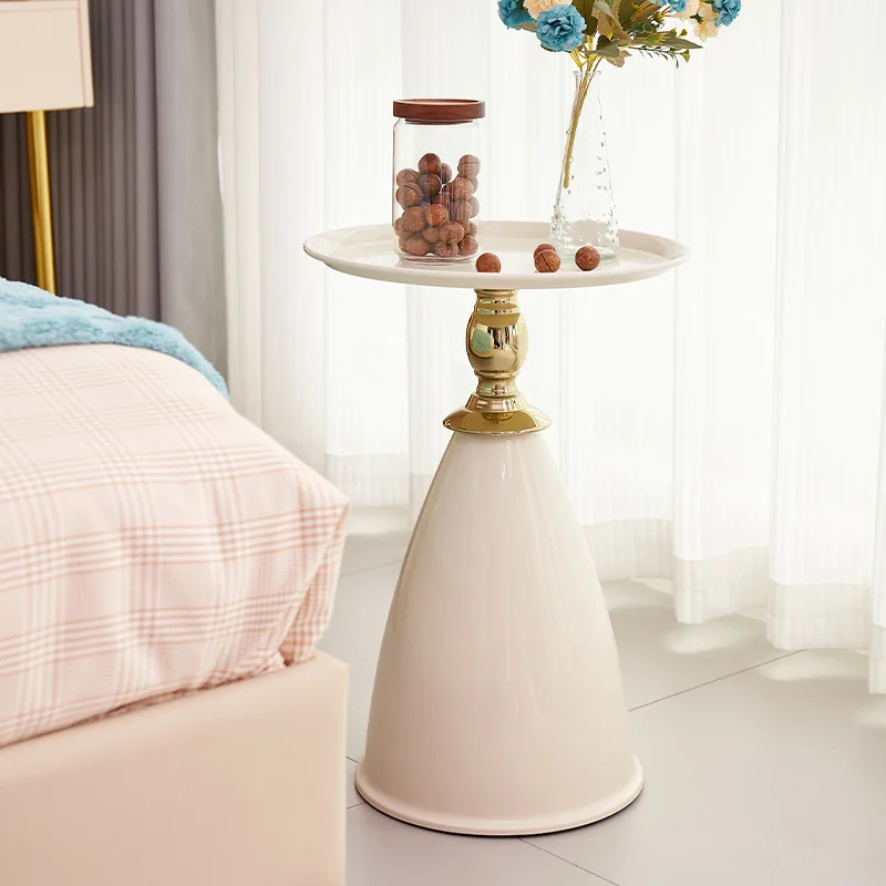 

Nordic Style Sofa Side Cabinet Living Room Home Luxury Cream Color Coffee Table Corner Table Iron Bedside Table High-End