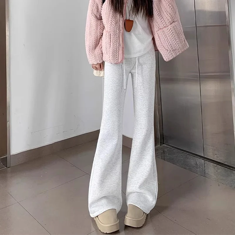 

Осенние новые женские утягивающие брюки-клеш с высокой талией, повседневные универсальные прямые брюки с карманами на шнуровке, модные спортивные брюки для фитнеса