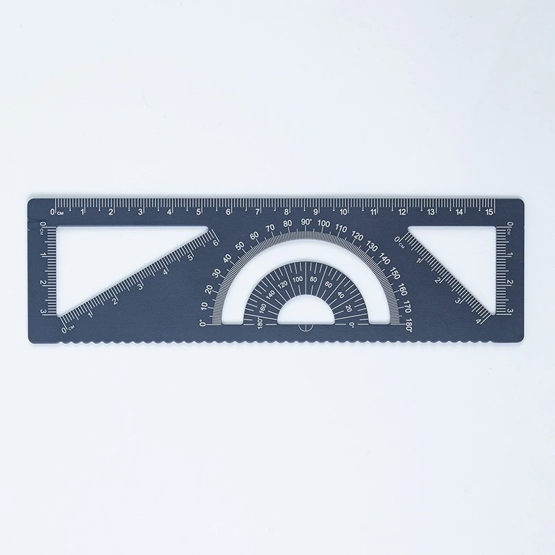 Geometry Ruler Set for School Student Drawing Aluminum Alloy Triangle Ruler Protractor Straightedge Measurement Tools