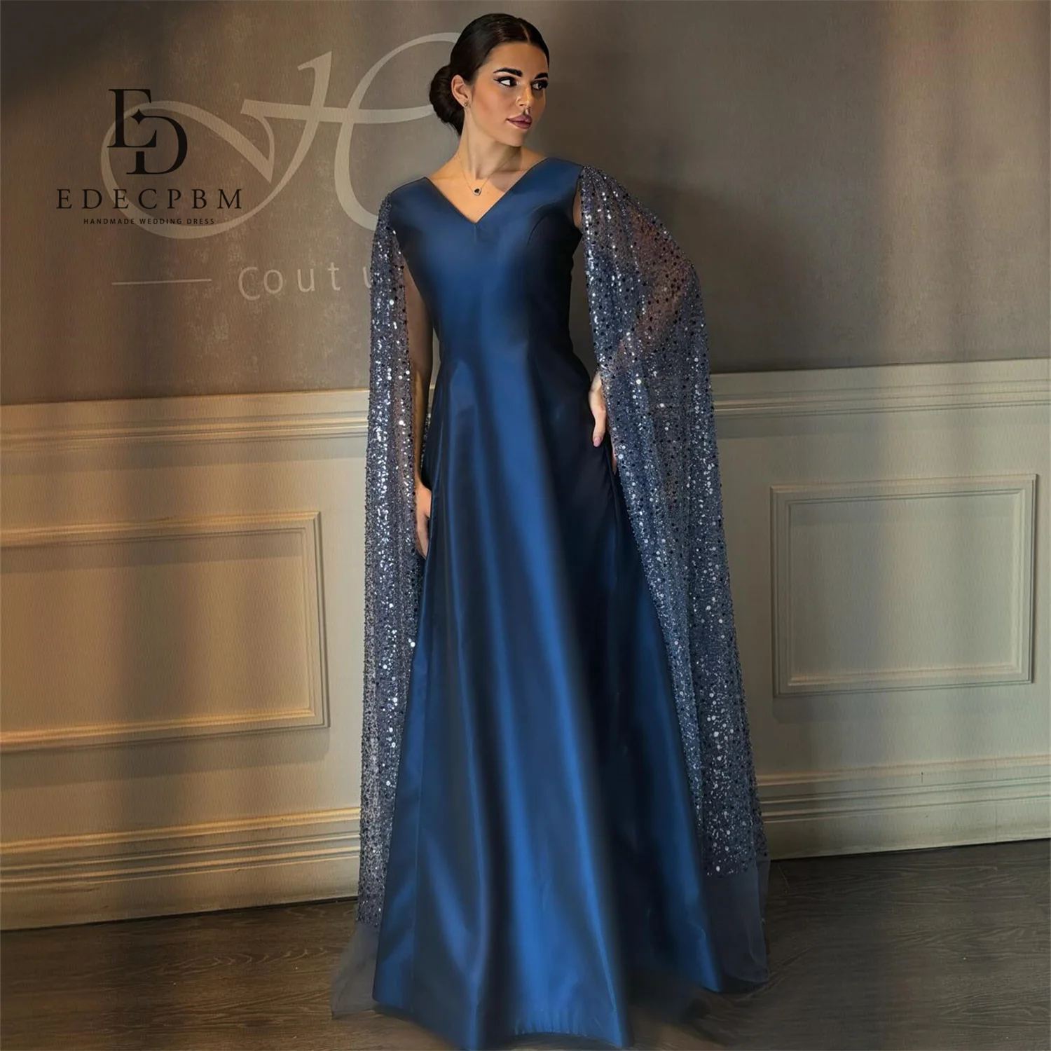

EDECPBM Vestidos De Festa Women's Prom Dress 2025 Shawl Luxurious Evening Dresses 2025 Woman Dresses for Special Occasions Satin