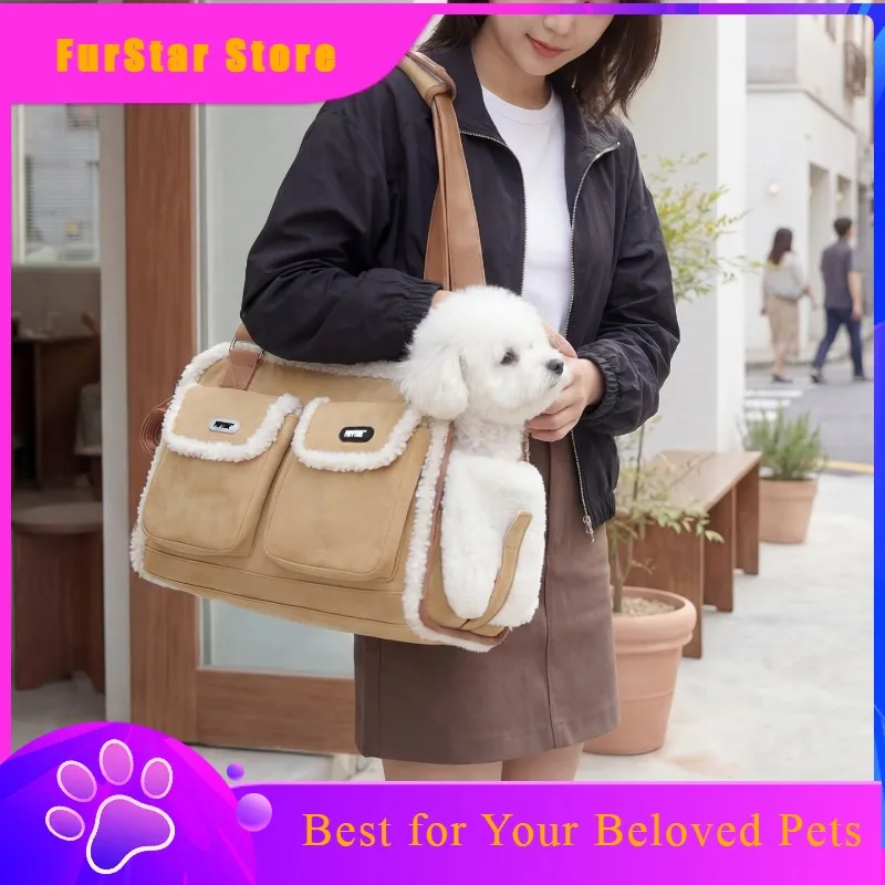 FurStarWaterproof Fleece Lined Pet Bag For Maltese Bichon Small Dogs Cats Outdoor Travel Waterproof Fleece Lined Pet Shoulder Ba