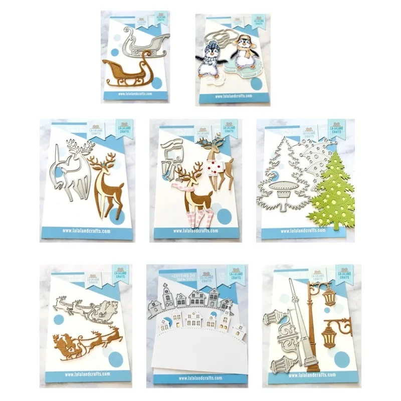 Deer Tree Christmas Moon Santa Sleigh Metal Cutting Dies Silicone Stamps Scrapbooking Stencil Photo Album Card DIY Paper Emboss