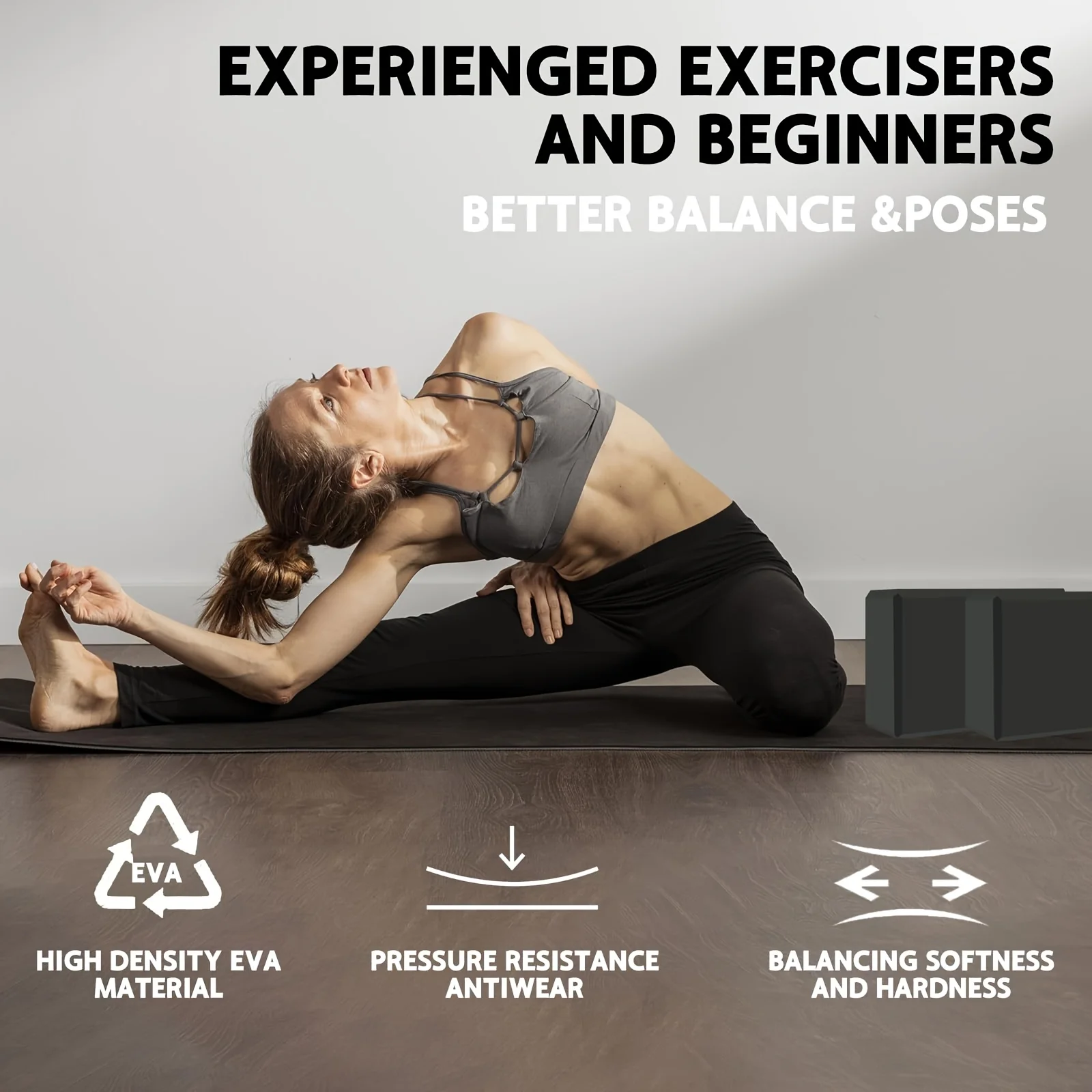 2 Stück Gym-Schaumstoffblöcke Trainings- und Fitnessgeräte Tanz-Yoga-Hilfsmittel Dehn- und Körperformungswerkzeug EVA Yoga-Blöcke – Detail 7