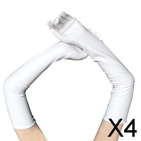 Womens Patent Leather Long Gloves 21 Inch Full Finger Costume Accessory for Fancy Dress Up Opera Sleeve Cosplay Events