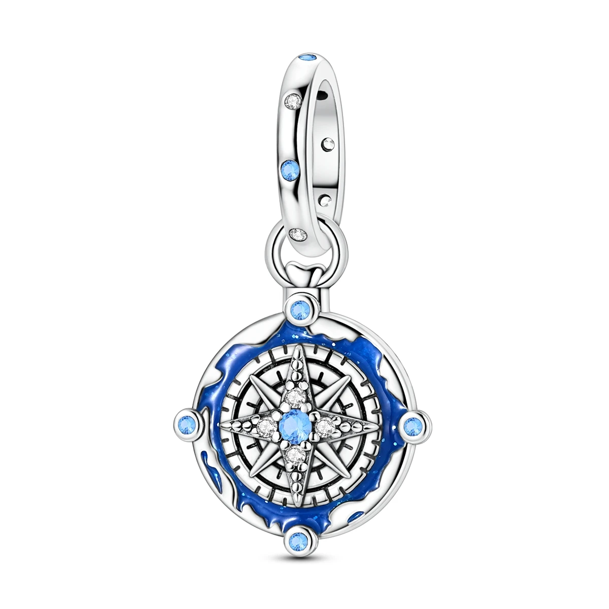Charm 925 Sterling Silver Compass Fit Original Pendant Bracelet Diy Fashion Jewelry