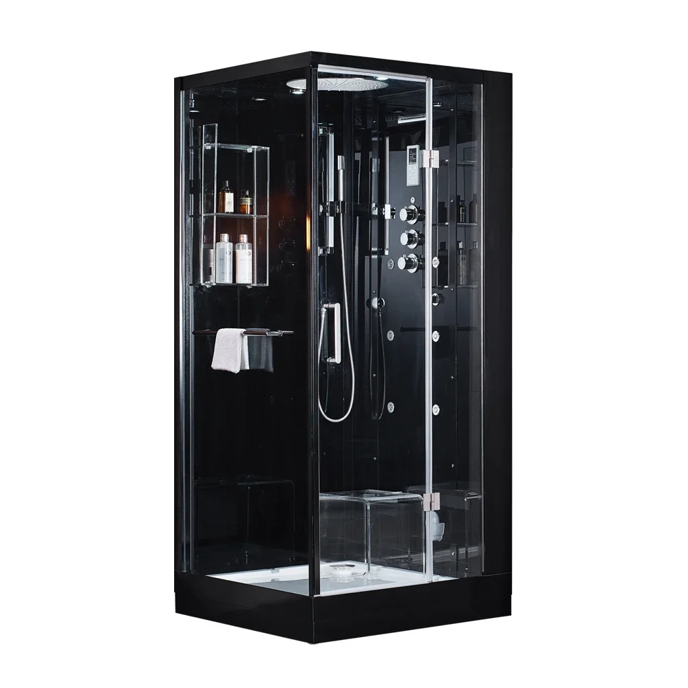 JOYEE  2 person black corner glass bathroom wet steam shower room bath cabin with shower cabin in hotel home