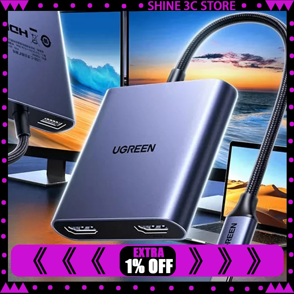 UGREEN 65145 Expansion Dock Laptop Docking Stations 4K High‑Definition Screen Casting, Three‑Screen Different‑Display Display