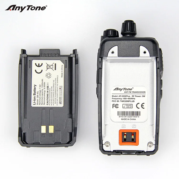 Anytone Original Walkie Talkie factory battery QB-40L 1350mAh Li-ion Battery for AT-3208 PLUS 9.99Wh 7.4V