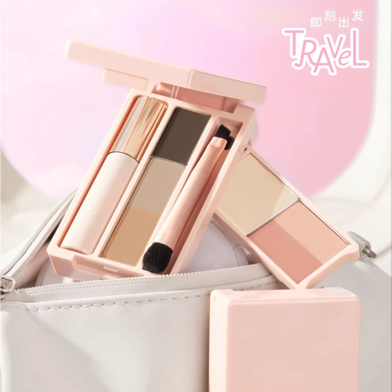 Judydoll Puder do Twarzy Paleta Iluminator Bronzer Konturowanie Długotrwały Rozświetlacz Paleta Mascara Zestaw do Makijażu Róż z Pędzelkiem