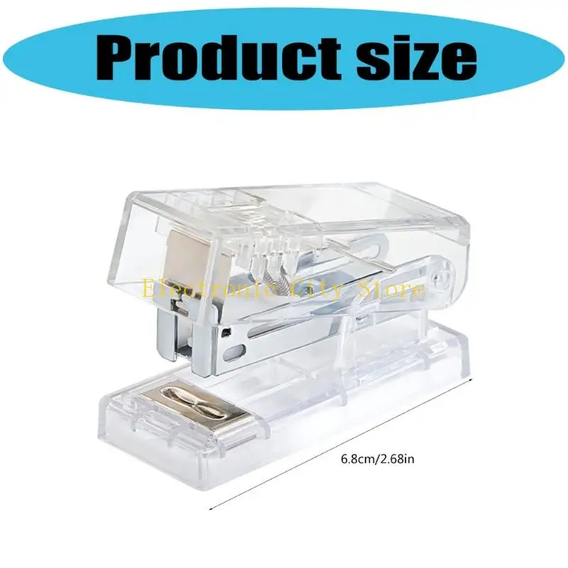 Clear Mini Stapler 10 Sheets Capacity with 1000Pcs Staple for Office School Home HU8D
