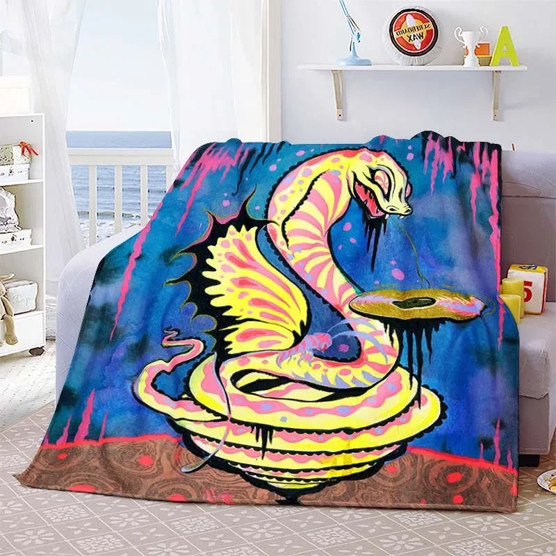 Blanket Animal Printed Flannel Blanket Soft Cozy Blanket Bedroom Living Room Couch Sofa Halloween Gifts Reino Cobra Snake Throw