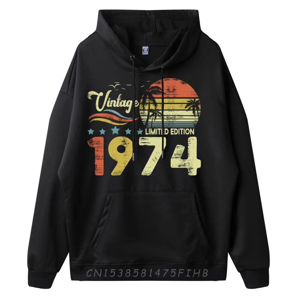 Retro Vintage 1974 Limited Edition Birthday 1974 Camisetas Oversize Man Big Size Family Christmas Sweater