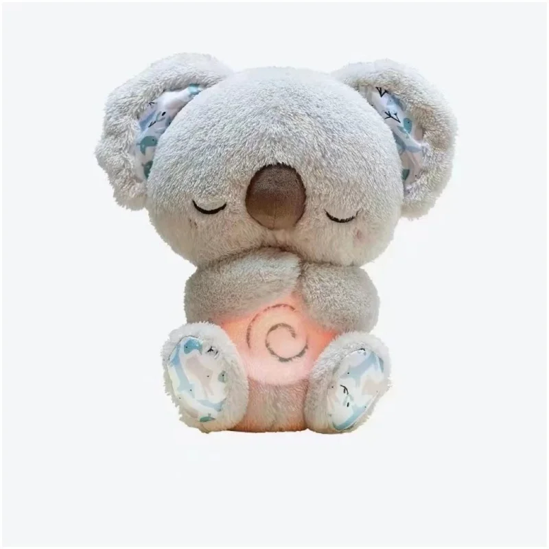 Jouet en peluche d'ours respirant pour bébé, koala apaisant, figurines au beurre, compagnon de sommeil pour bébé, jouet musical pour enfants, nouveau, 23cm