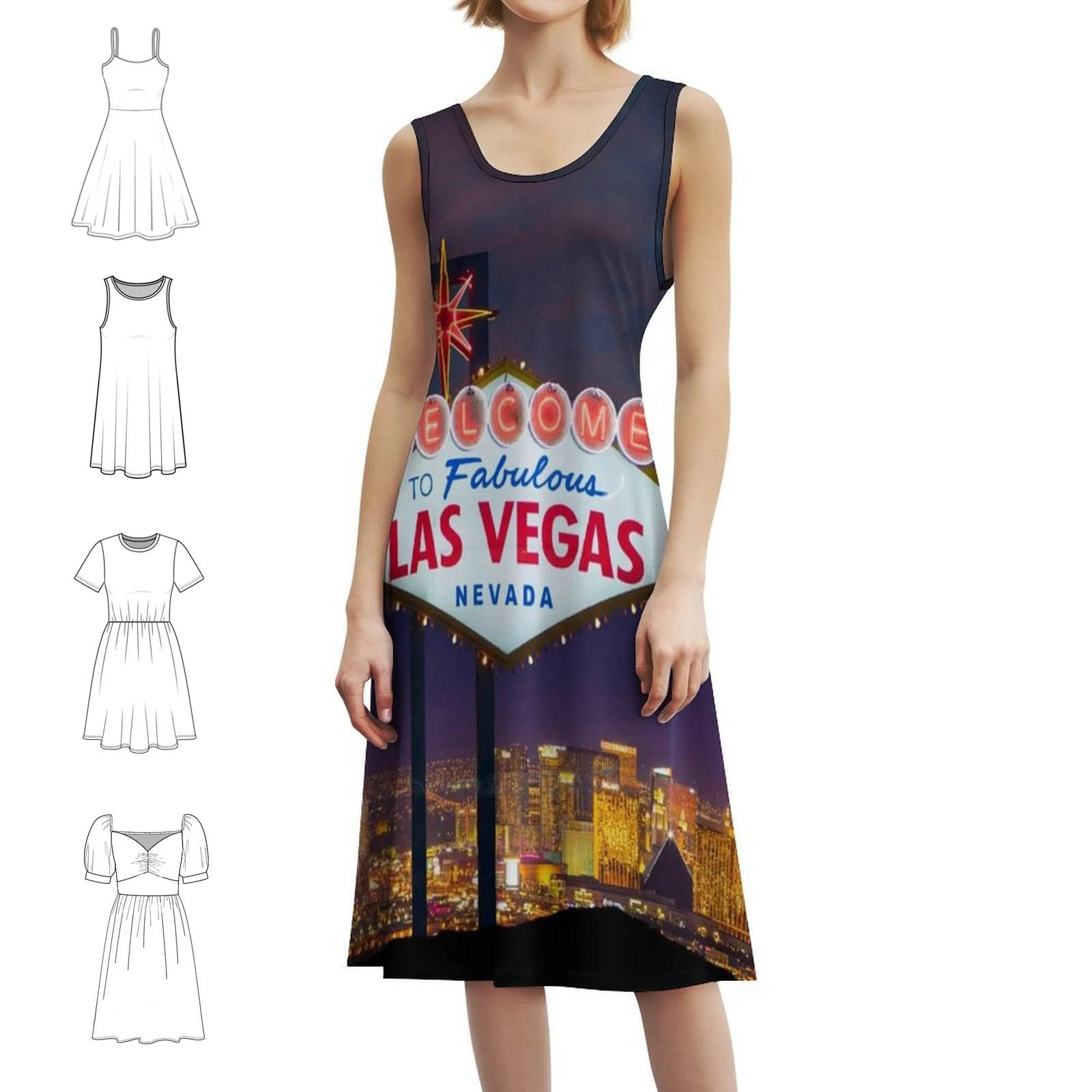 Las Vegas Bohemian Sleeveless Dress For Women Print Beach Party Dresses Las Vegas Nevada Vegas Las Vegas City Dress For Girls