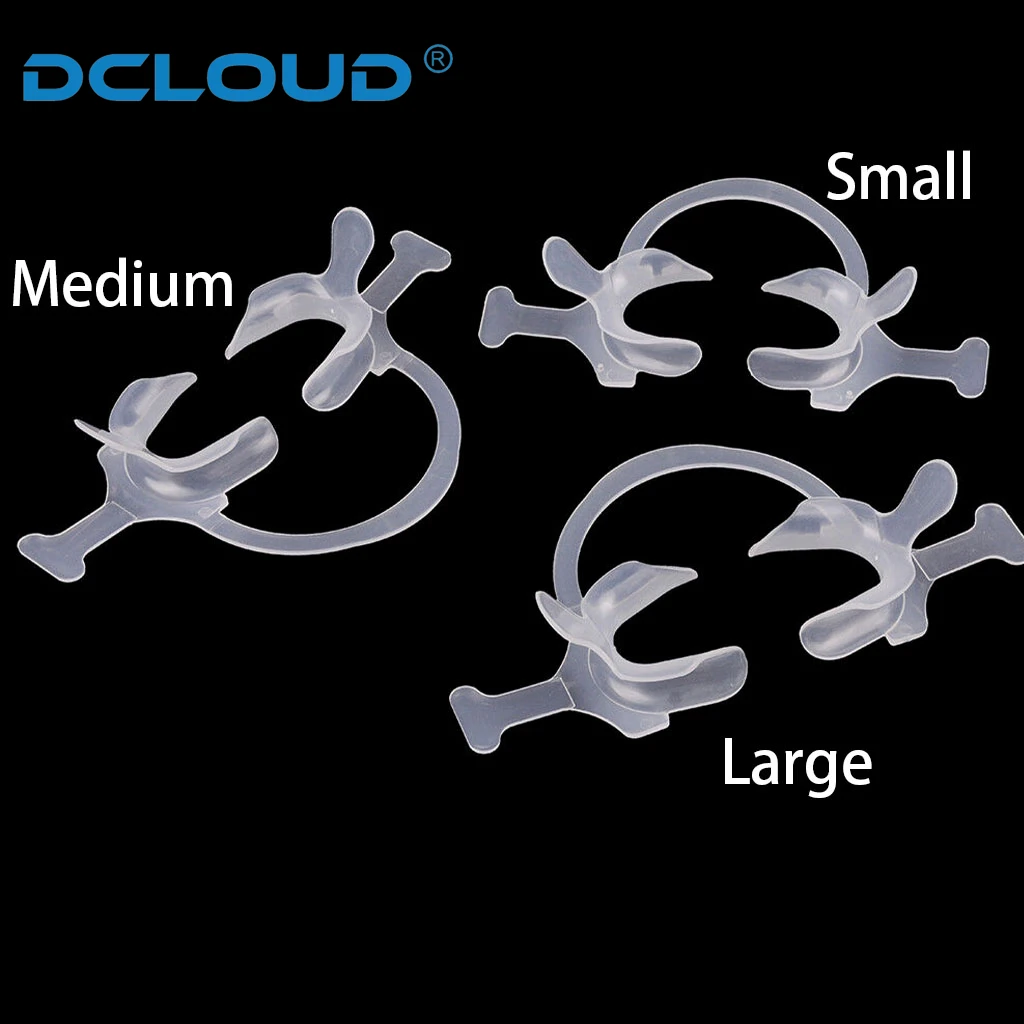 10Pcs/Pack Orthodontic Dental Plastic Mouth Opener Cheek Retractor with Handle Cheek Lip Retractor C-Shape Dentistry Tools S/M/L