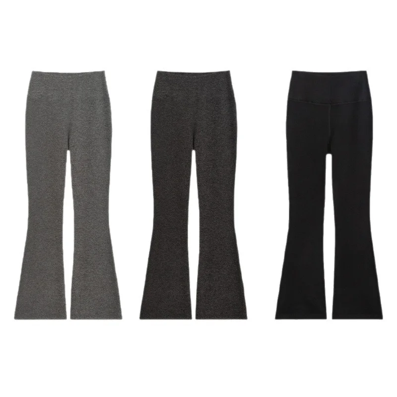 Pantaloni bootcut per donna corta da donna morbidi tinta unita fantasia arredamento cotone flanella plaid confortevole tessuto termico inverno estate GF