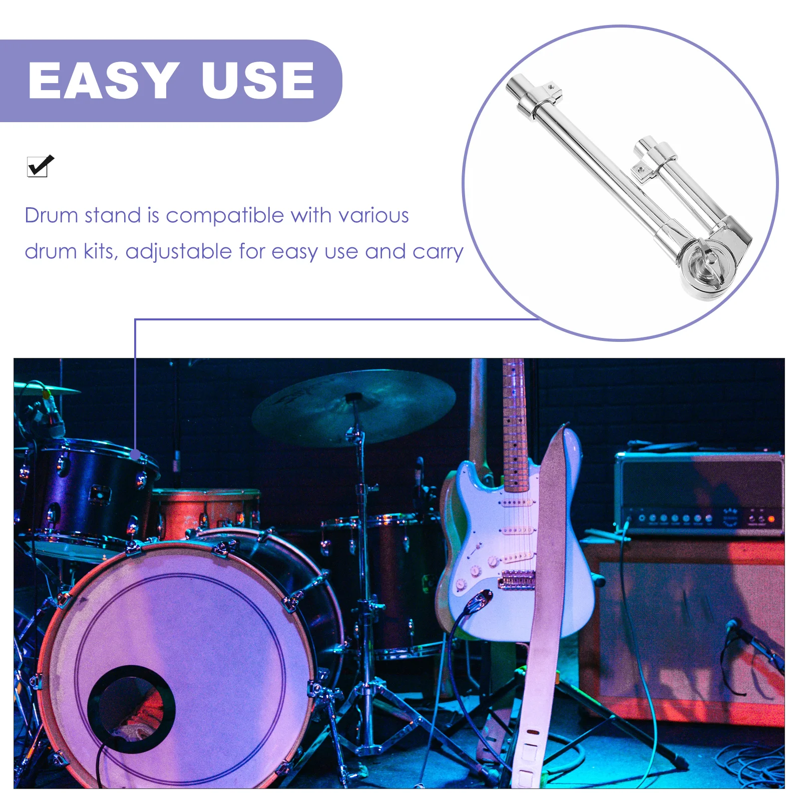 

Bracket for Percussion Instrument Water Pipe Drum Pad Stand Accessories Single Arm Silver