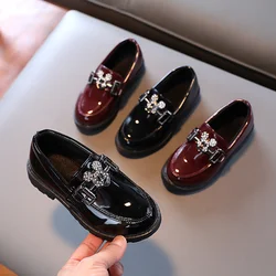 DISNEY Boys Leather Shoes Black Red for School Party Wedding Kids Formal Flats Loafers Slip-on Soft Loafers Kids Moccasins 21-31