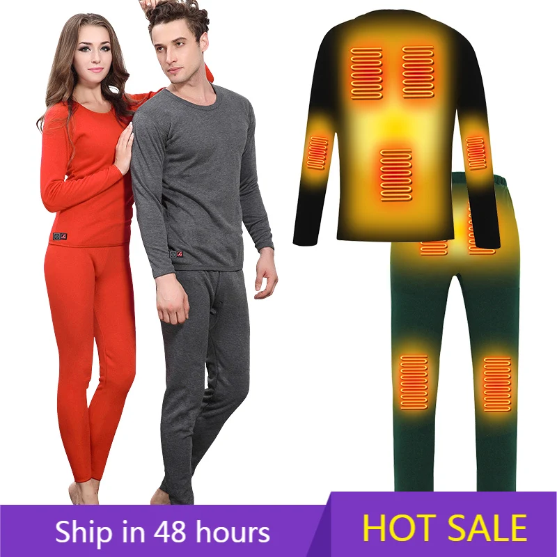 

POWER LEAP Adult Heated Underwear Set Winter Snow Outdoor Sports Home Thermal Clothing With Heated Baselayer